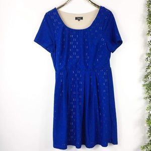LUX II Cobalt Eyelet Dress Blouson Scoop 16W
